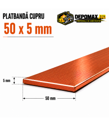 Platbanda cupru 50 x 5 mm – lungime 4 metri – EN Cu-ETP